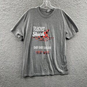 Teacher Shark Women Top Extra Large Gray Pullover Doo Doo Your Homework TShirt‎